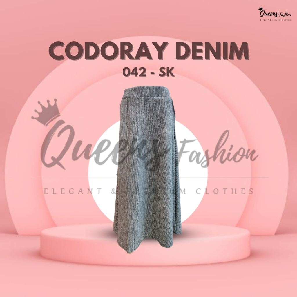 Rok Panjang Jumbo Bahan Codoray Denim All Size - Queens Fashion