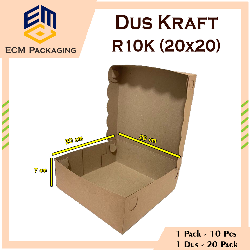 Dus Snack R10K 20x20cm TEBAL | Dus Nesto | Box Snack | Dus Arisan | Dus Kraft Coklat | Dus Nasi | Ka