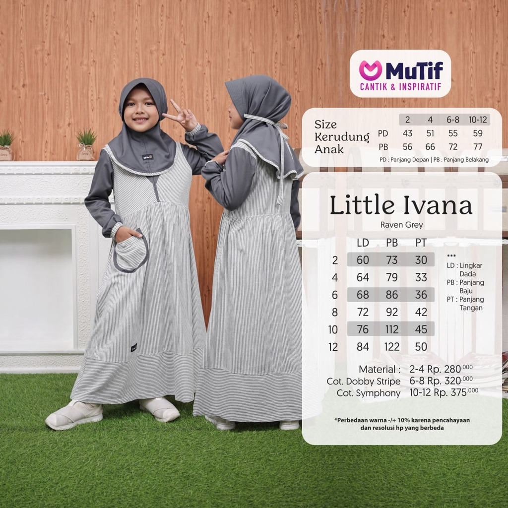 Sarimbit Ivana Series - Set Little Ivana Series Berbahan Cotton Dobby Stripe
