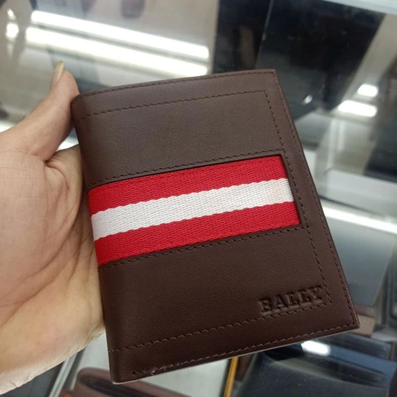 dompet kulit Bally logo bordir dompet lipat kulit import