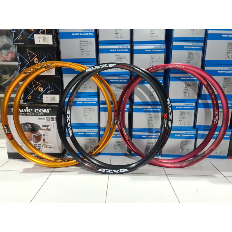 Velg / Rims Sepeda MTB 26 INCH RAZE R6 ALLOY NO BRAKELINE Double Wall 32 Hole Anodized SEPASANG