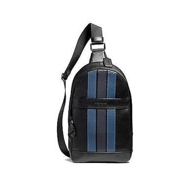 Coach Men Charles Slingbag with Varsity Stripe Black Blue