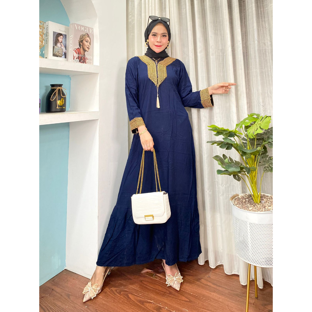 Gamis Terbaru Jumbo Rayon Syar'i Baju Wanita Syari Polos Simpel Sultan Renda Model Dress