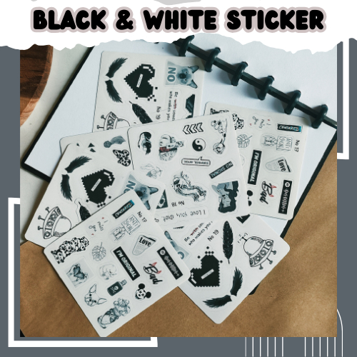 

[PART 1] Black and White sticker / stiker hitam putih / stiker aesthetic / stiker jurnal / stiker bw / stiker scrapbook