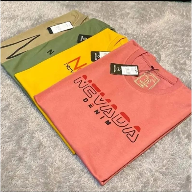 PAKET 4 PCS 100 RB KAOS NEVADA PRIA WANITA BAHAN SEMI KATUN/ KAOS NEVADA PRIA WANITA/ KAOS Nevada MU