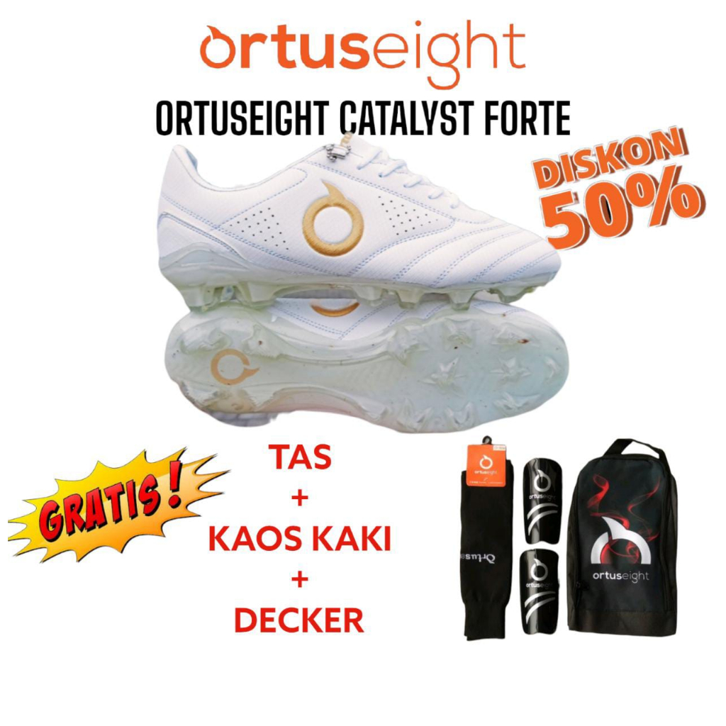 SEPATU BOLA ORTUS CATALYST FORTE FULL WHITE KULIT TERBARU