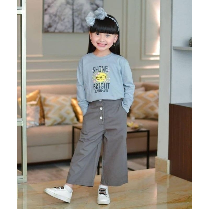 set kulot girly jovanka.id/setelan kulot katun anak kaos panjang/kulot katun/loose pant katun/setela