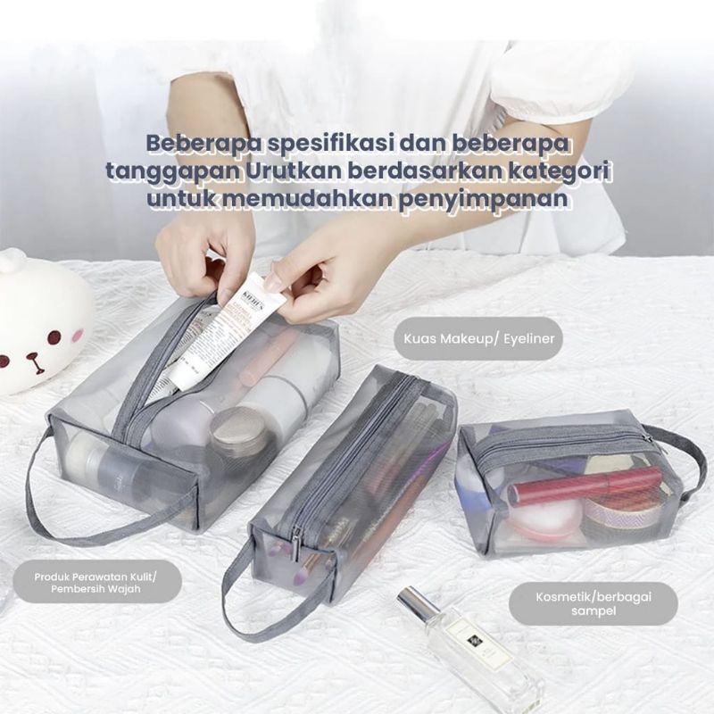 Tas Penyimpanan Alat Makeup Jaring / Travel Bag Make Up Organizer Pouch