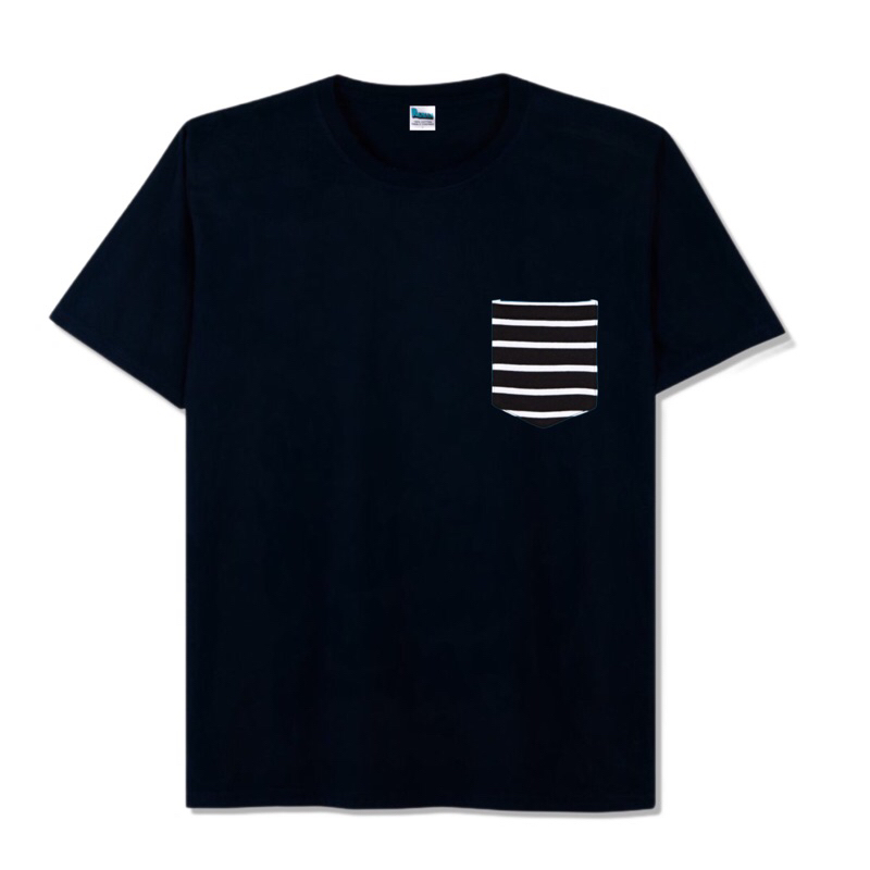 Kaos Polos Pocket Lengan Pendek Cotton Combed 30s Pria Wanita Unisex - Blue Navy Old