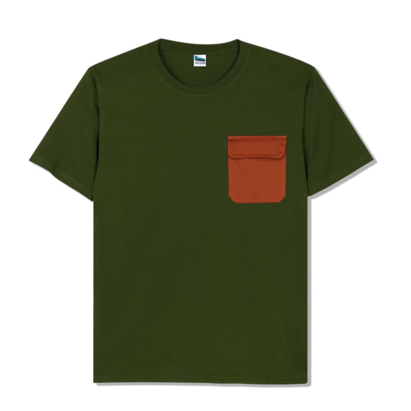 Kaos Polos Pocket Cotton Combed 30s Lengan Pendek Pria Wanita Unisex - DKBL Green Army