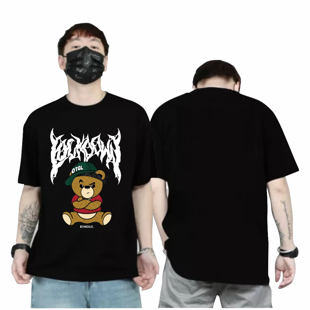 Binigue Baju Atasan Sablon 7 Warna Kaos Distro Pria Lockdown Glow In The Dark Dtf T shirt Kaos Pria 