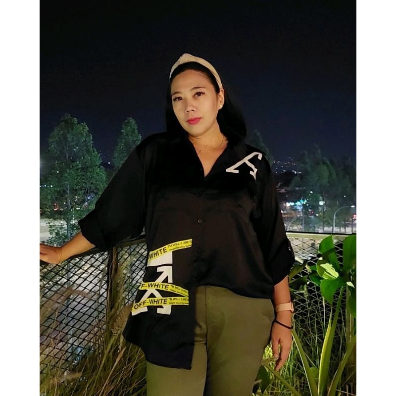 kemeja satin oversized