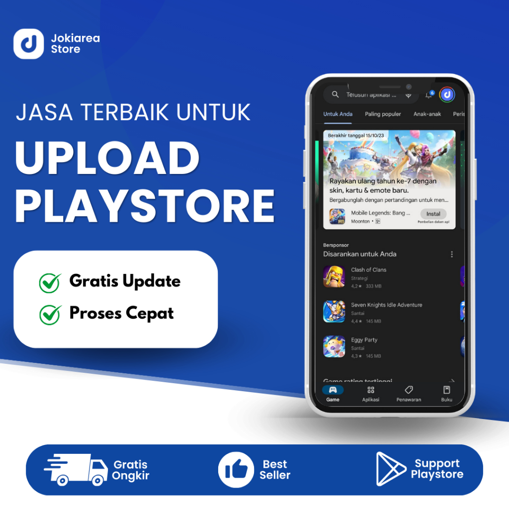 Jasa Upload Aplikasi ke Playstore | Gratis Update Selamanya