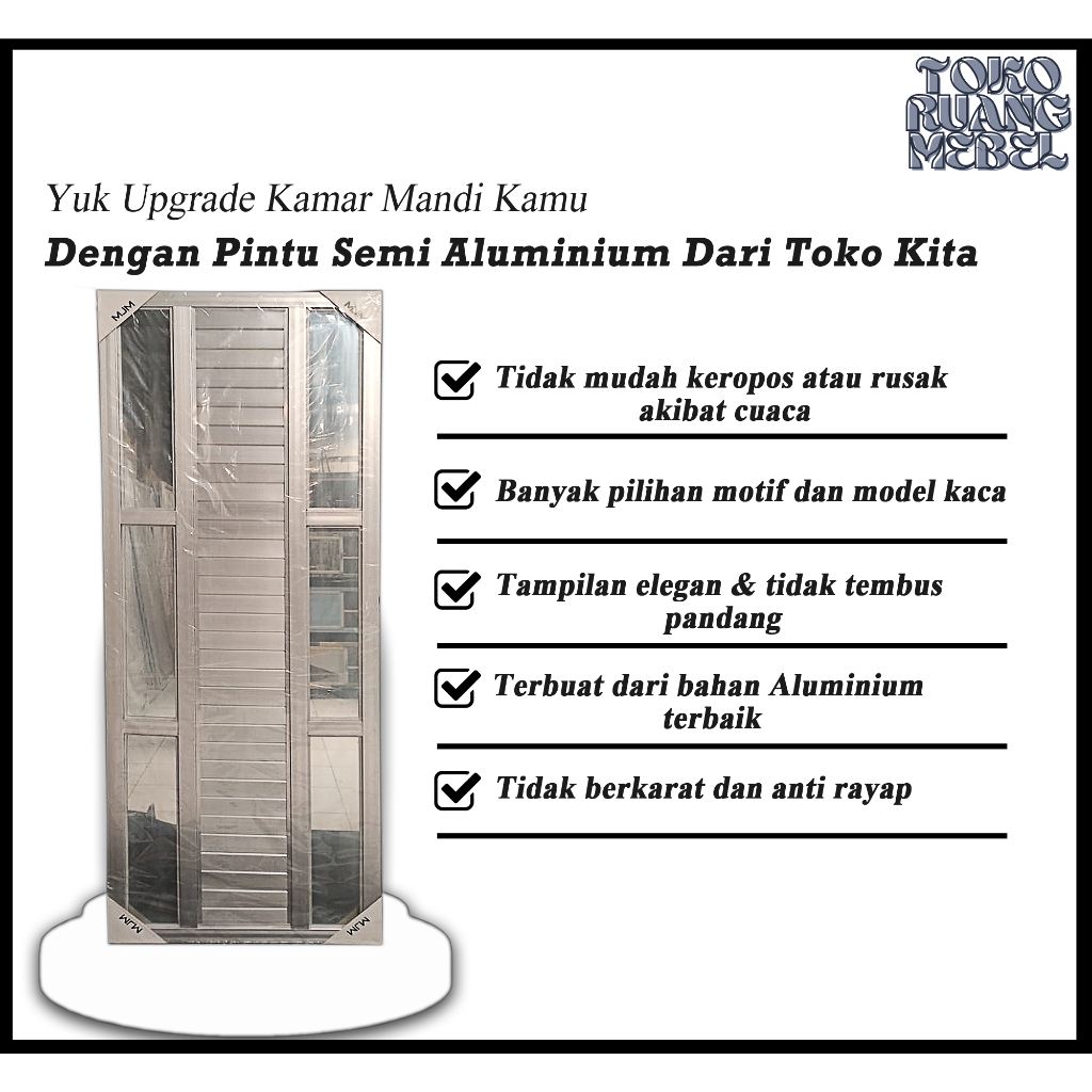 PINTU KAMAR MANDI FULL ALUMINIUM (KACA SAMPING)