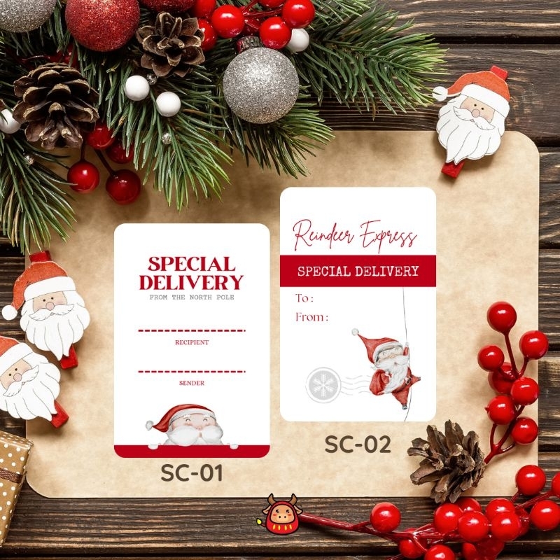 

Hangtag Christmas Natal tema santa claus Design terbaru Gantungan hampers