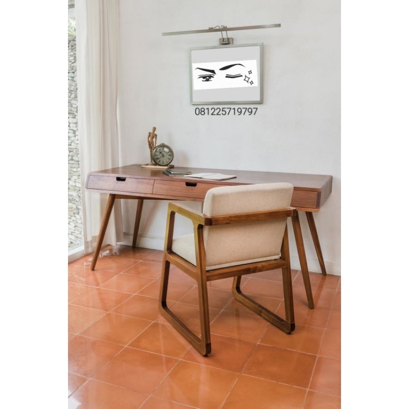 Set Meja Kerja Minimalis Kayu Jati