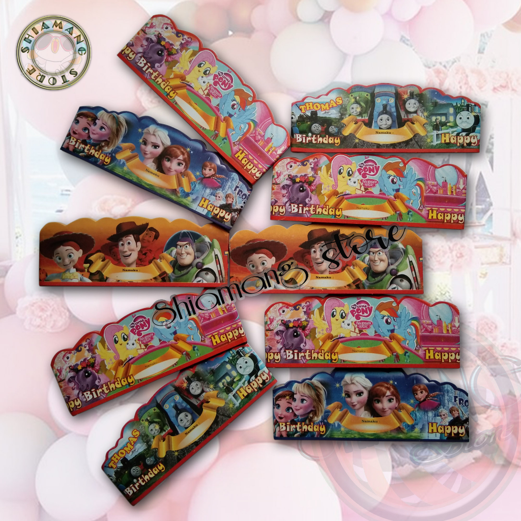 (50pcs) Topi Ulang Tahun lingkat karakter - Topi Ulang Tahun Anak Karakter - Topi Pesta Ulang Tahun 