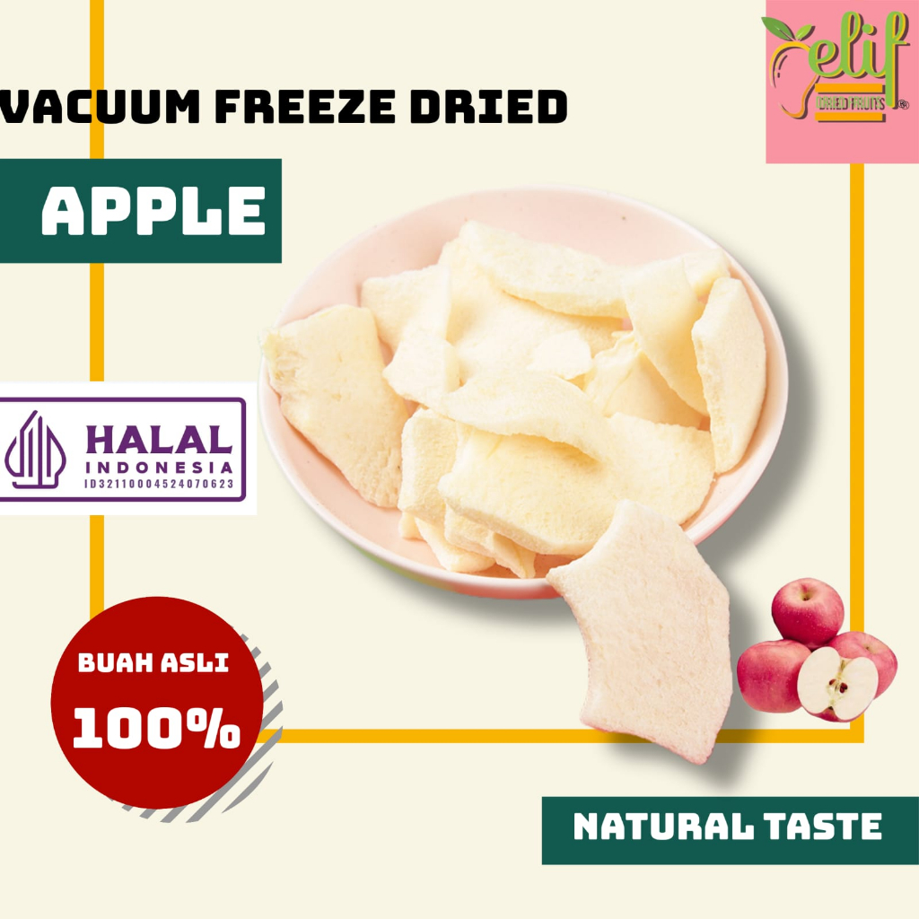 

ELIF FRUITS Big Pack Freeze Dried Apple Fruit Buah Apel Iris Kering Freeze-Dried Apel