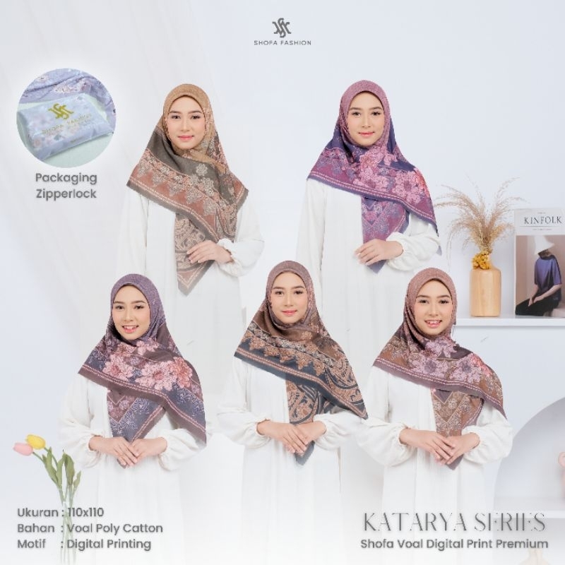 Shofa fashion - KATARYA Series Hijab segi empat voal motif sublime digital printing