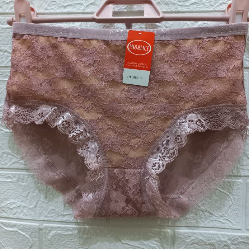 Miss Li CD Wanita RENDA BROKAT Terlapis Depan 3L & CD Wanita Terawang Depan XXL