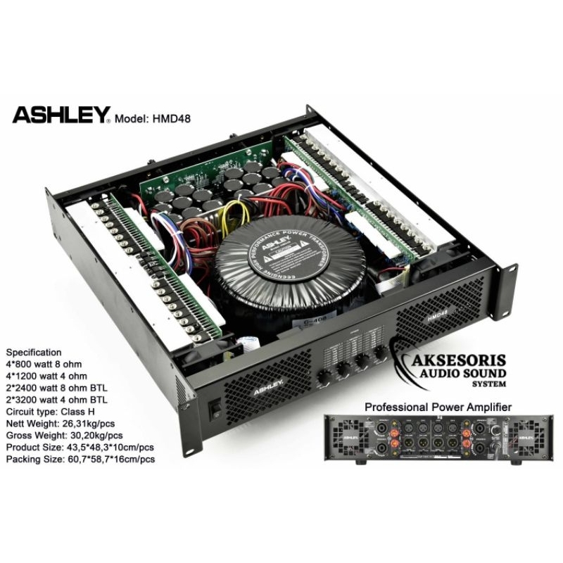 Power ASHLEY HMD 48 4chanel 4x800 Watt Professional Power Amplifier Original Kualitas bagus