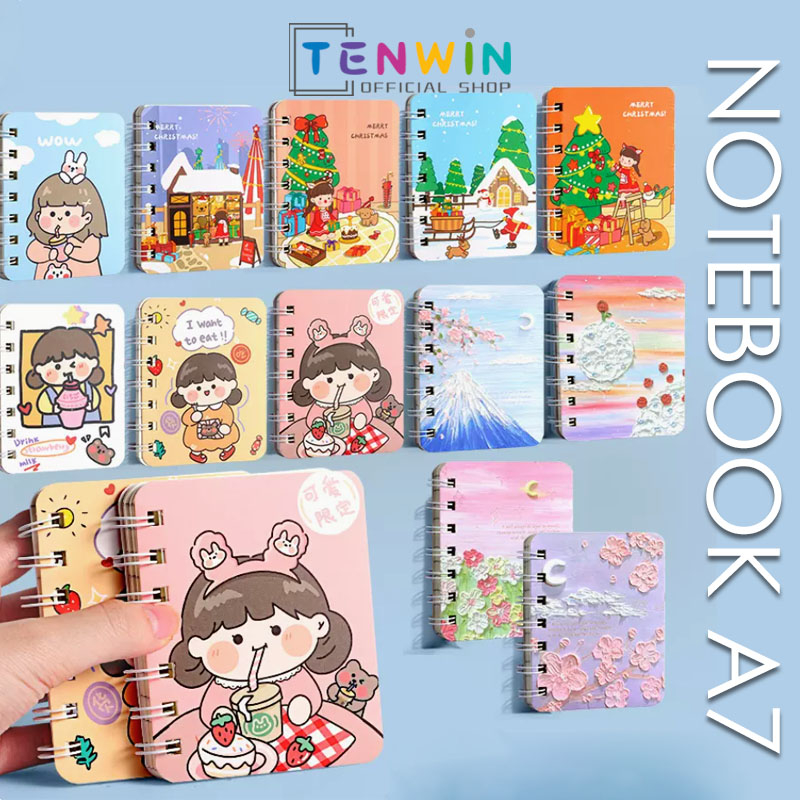 

Buku A7/Notebook a7/notebook mini A7/buku tulis mini/Notebook Ring buku/Buku A7 catatan mini / 80 LEMBAR - Tenwin
