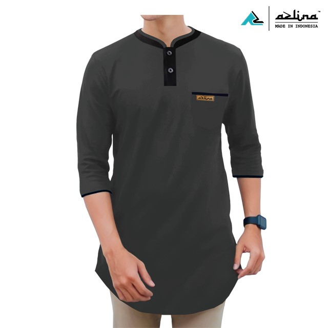 AZLINA - Baju Muslim Kaos Pria Dewasa Lengan 3/4 Modern Azlina quality Premium