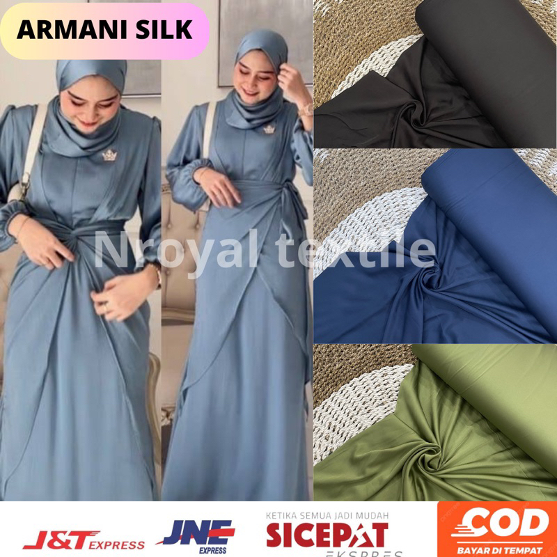 kain satin armani silk polos premium meteran lebar 1.5 m