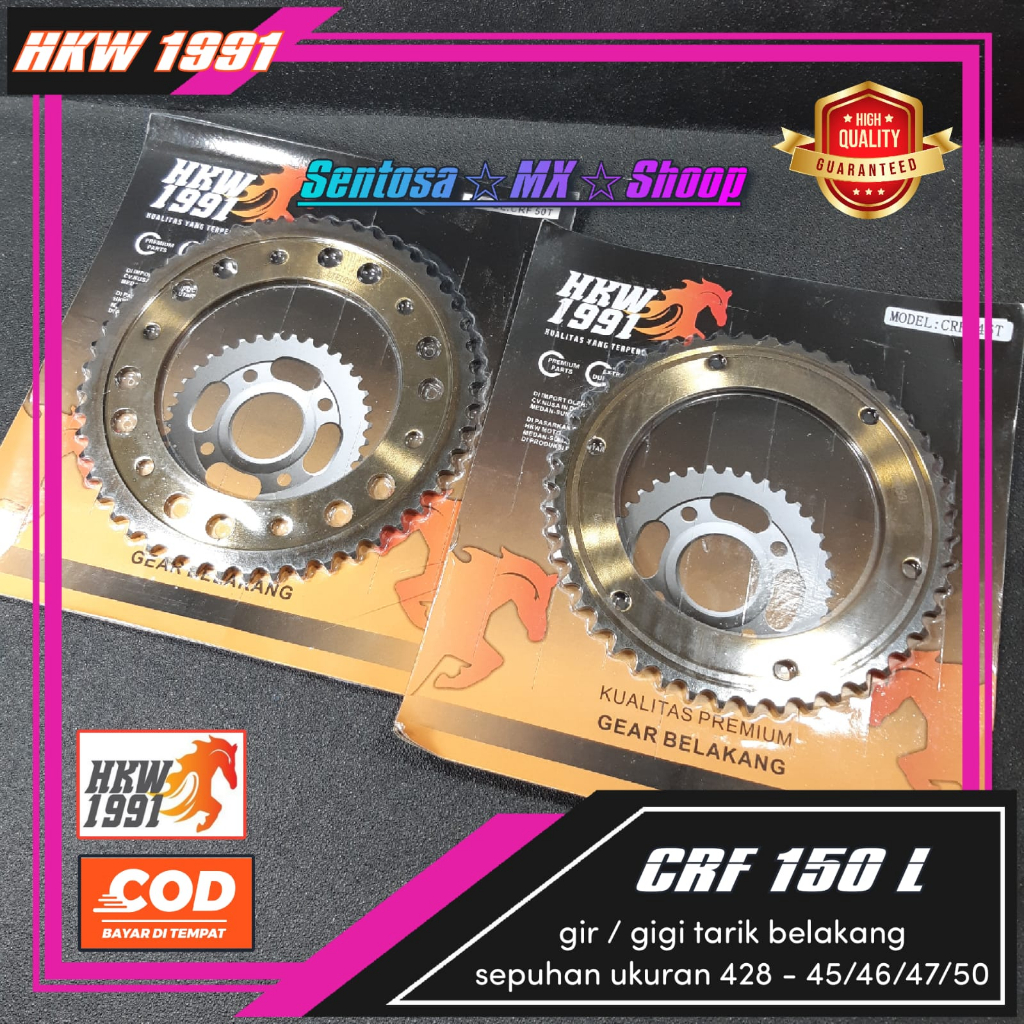 GEAR / GIR BELAKANG SEPUHAN CRF150 428 45/46/47/48/49/50T MEREK HKW1991