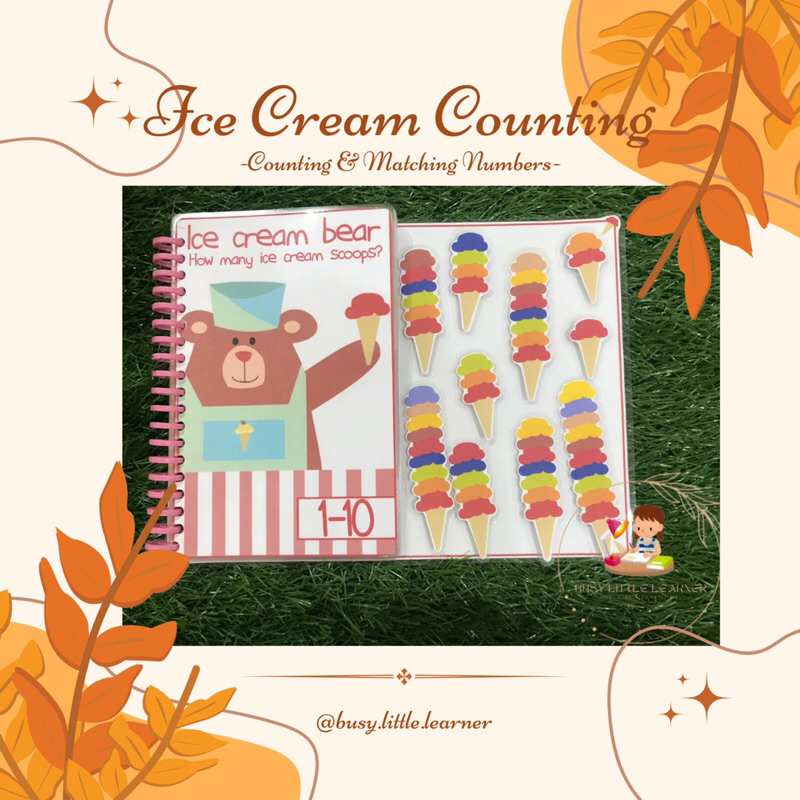 Ice Cream Counting Busy Book - Bear Edition / busy book / buku aktivitas anak / aktivitas anak / mai
