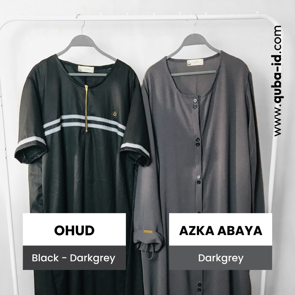 LEBIH HEMAT - Couple One set Gamis ohud dan Azka Abaya