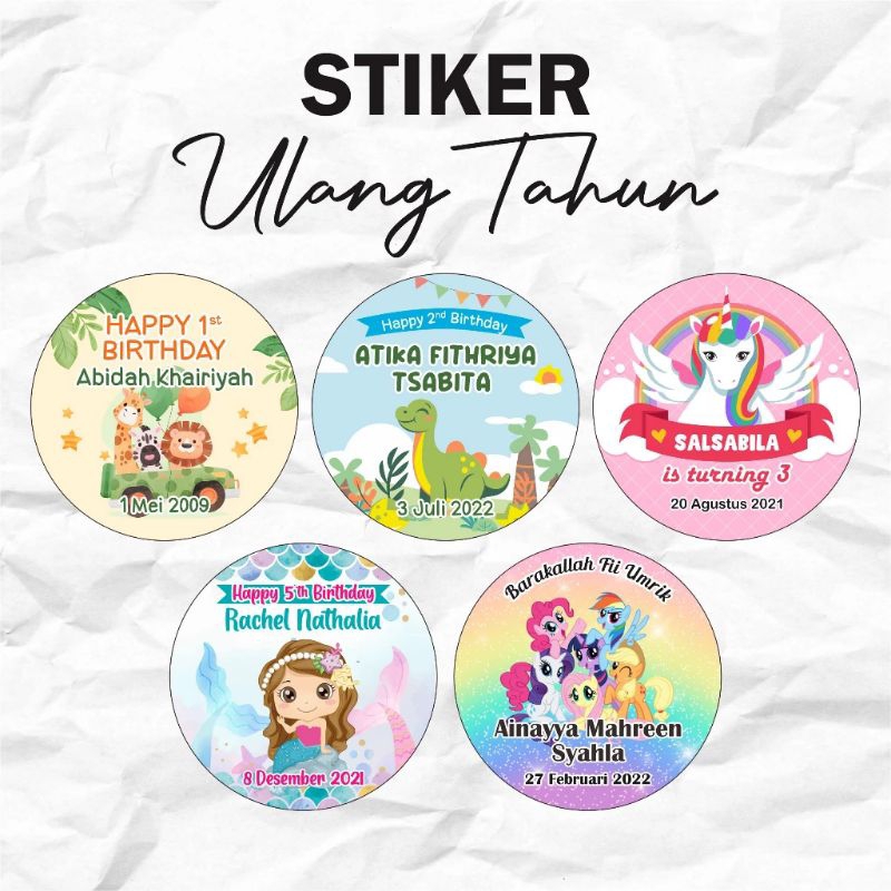 

(ukuran 6 cm)stiker ulang tahun/stiker happy birthday/sticker ultah/sticker custom foto