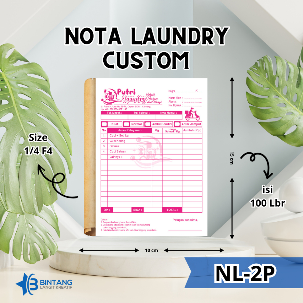 

NOTA LOUNDRY 2 PLY 1/4 FOLIO ISI 100 LEMBAR | NOTA LAUNDRY MURAH