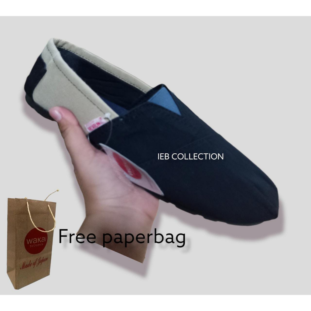 Sepatu wakai Sepatu slip on Hitam Mocca Sepatu pria dan wanita ukuran 36-43