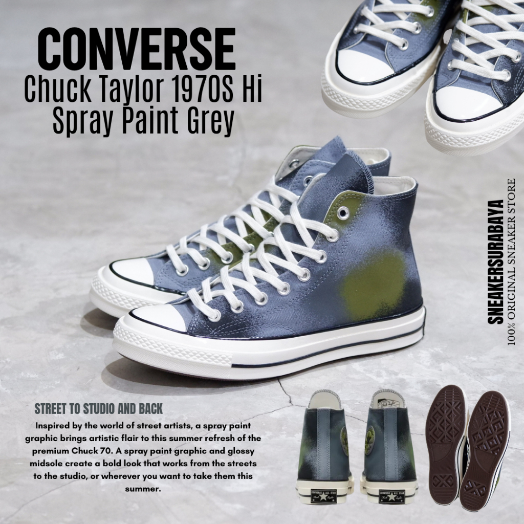 CONVERSE CHUCK TAYLOR 1970S HI SPRAY PAINT GREY CT 70S CT 70