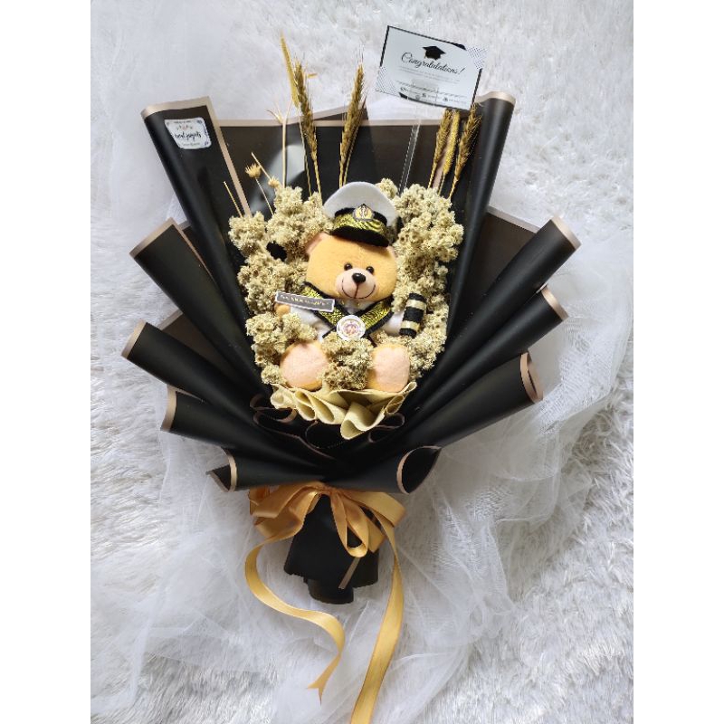 Buket Bunga Teddy Bear Wisuda Profesi Pelaut/Pelayaran/ Custom Buket Wisuda Profesi Murah Semarang