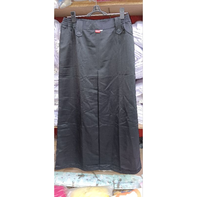 ROK SEKOLAH SPAN HITAM LICIN PANJANG (BAHAN RAFFILO)