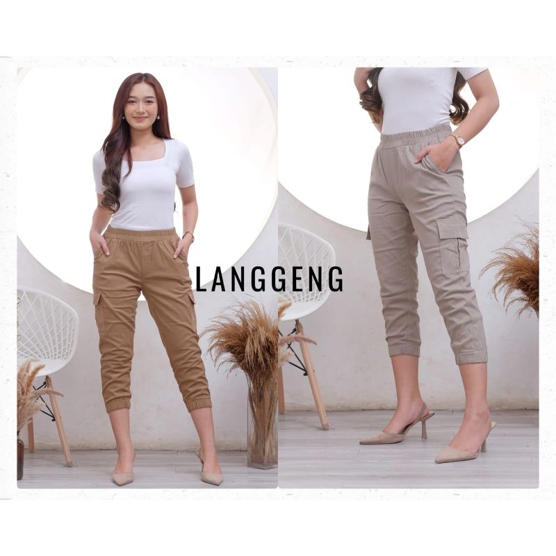 Cargo Wanita 7/9 Celana Cargo Wanita Celana Joger Wanita Kain melar