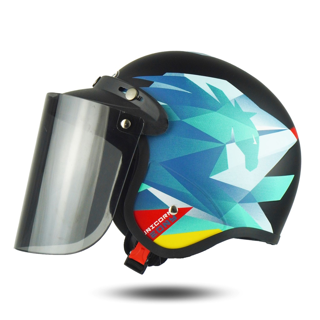 Helm Bogo Dewasa Helm Retro Motif Unicorn SNI