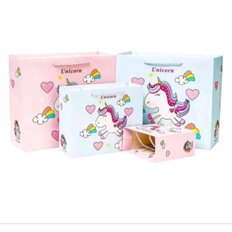 

( 1 pcs ) PAPERBAG UNICORN PINK BIRU TANPA PITA