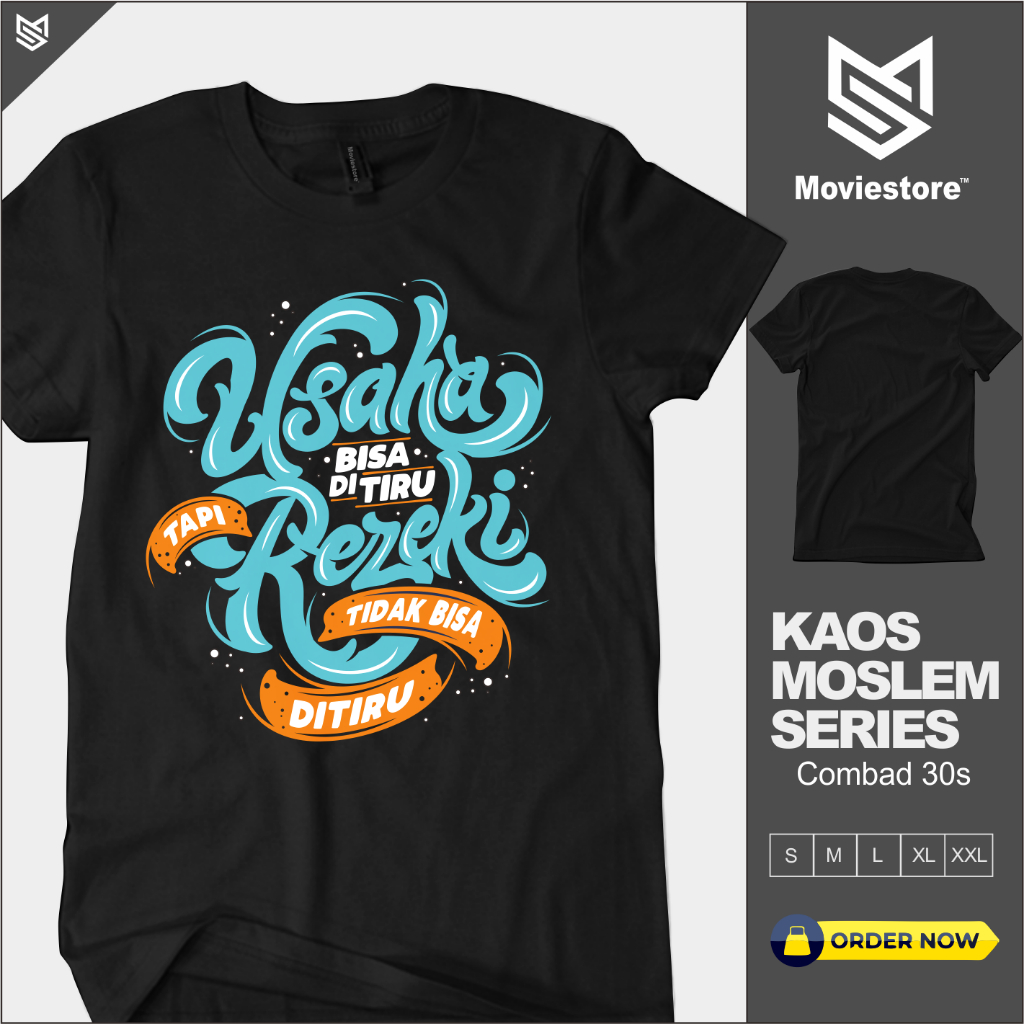 T-shirt Usaha Rizqi Baju Atasan Kaos Kata Kata Motivasi Dakwah Santri Putra Putri Salafy islami Kere