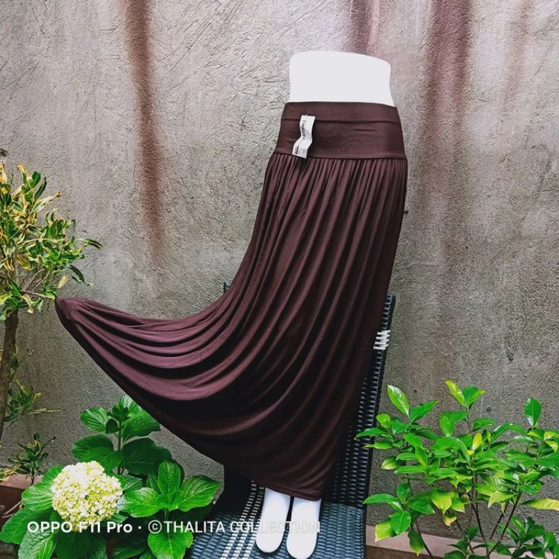 Rok Panjang spandek jersey all size rok payung jersey rok hitam rok jersey murah Flare skirt fashion