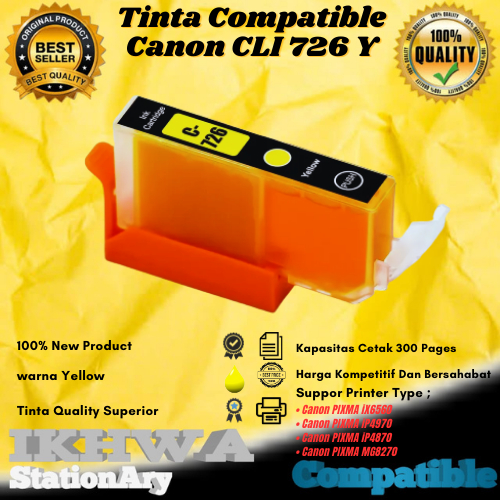 TINTA CATRIDGE COMPATIBLE CANON CLI 726 726 YELLOW / KUNING = IX6560
