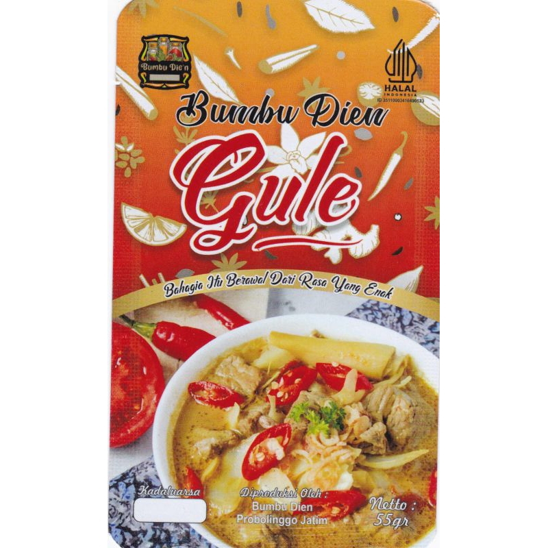 

BUMBU GULE INSTAN DIEN ENAK LEZAT DAN PRAKTIS 50gram