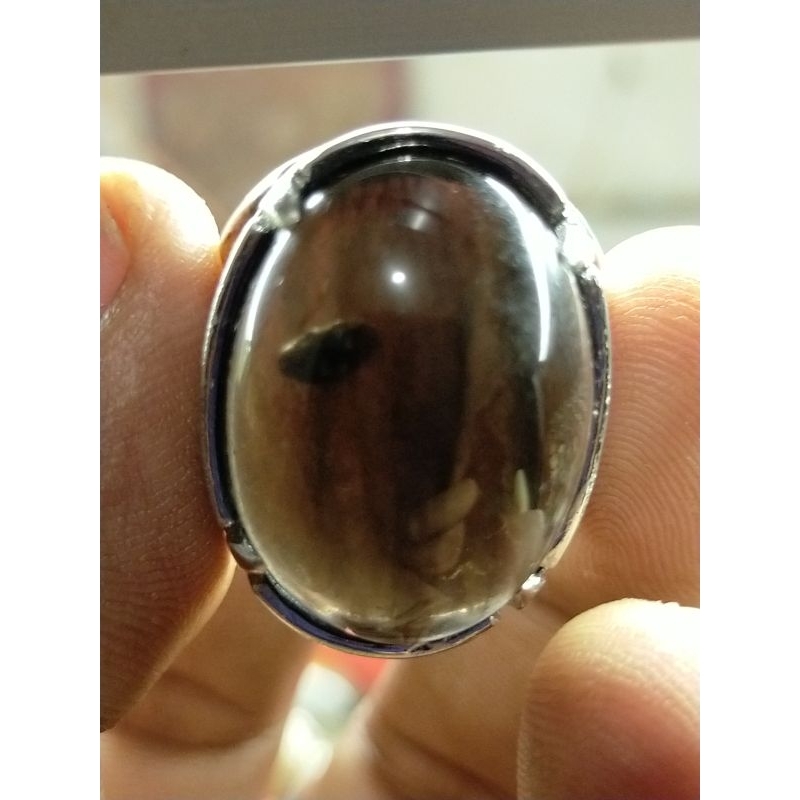 cincin batu akik natural kecubung tanah unik batu dalam batu