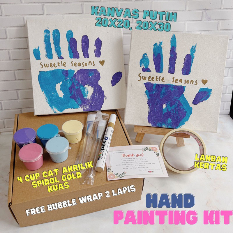 DIY Hand Painting Kit Canvas Putih By Sweetie Seasons | Kanvas Cap Tangan Couple | Canvas Lukis