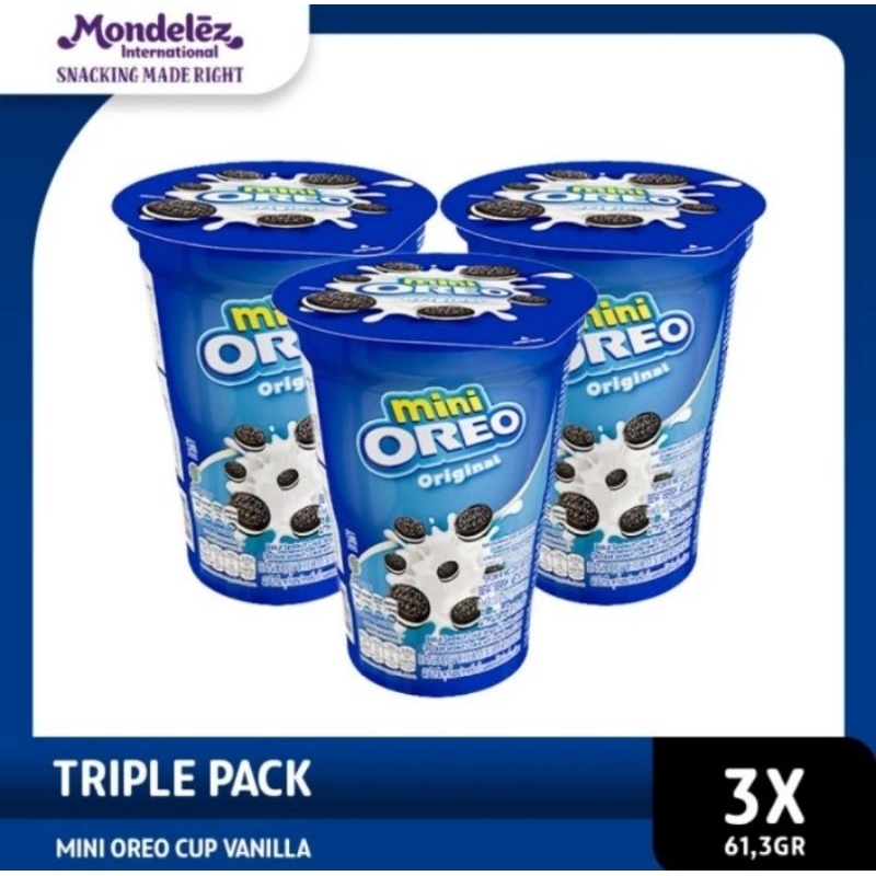 

Oreo Mini Biskuit Krim Vanilla Cup 61.3gr Paket 3 Pc