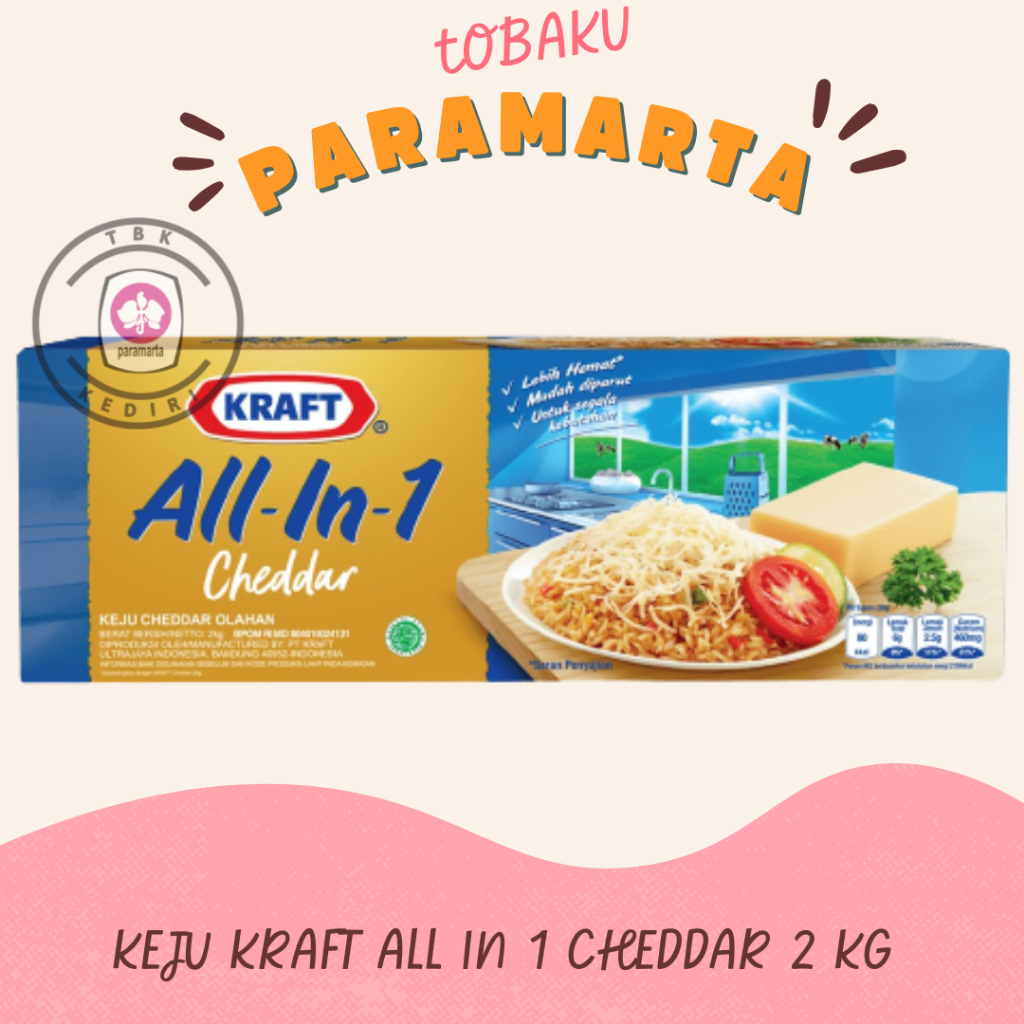 

KEWJU KRAFT ALL IN 1 CHEEDAR 2 KG / KEJU CHEEDAR MURAH / KEJU CHEEDAR PARUT