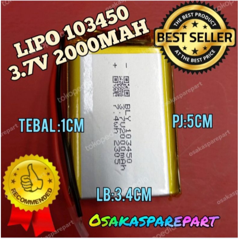 Baterai Lithium-ion Polymer Finger Print 3,7V 2000mAh