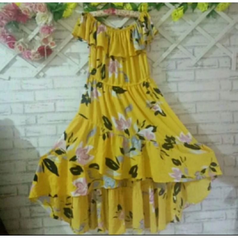 dress sabrina bunga big size branded original/dress bunga kuning big size/dress pesta